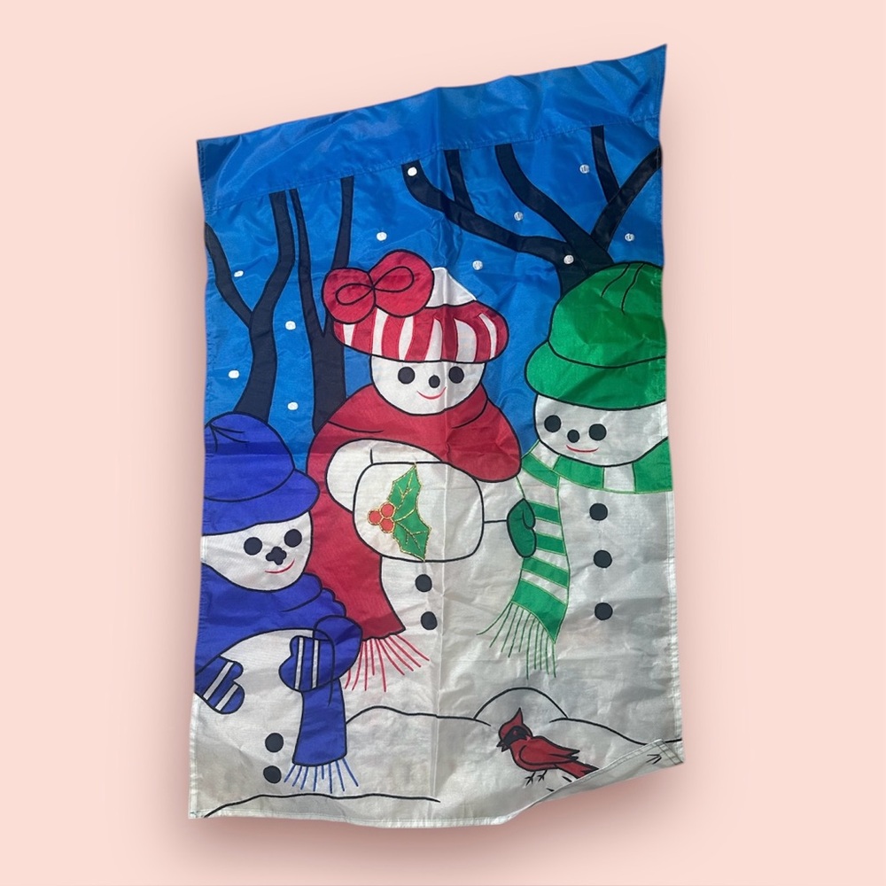 Vintage Snowmen Holiday Outdoor Garden Flag Outdoor Yard Porch Decor Vintage 90s